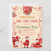 アダルトおもしろいサンタホスフレンドズクリスマスパーティー 招待状 (正面)