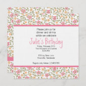アダルトお洒落フローラ誕生日招待状 招待状 (正面/裏面)