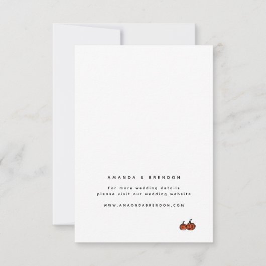 アダルトオンリーツーゲスト | PumpkinsウェディングRSVPカード 出欠カード (裏面)