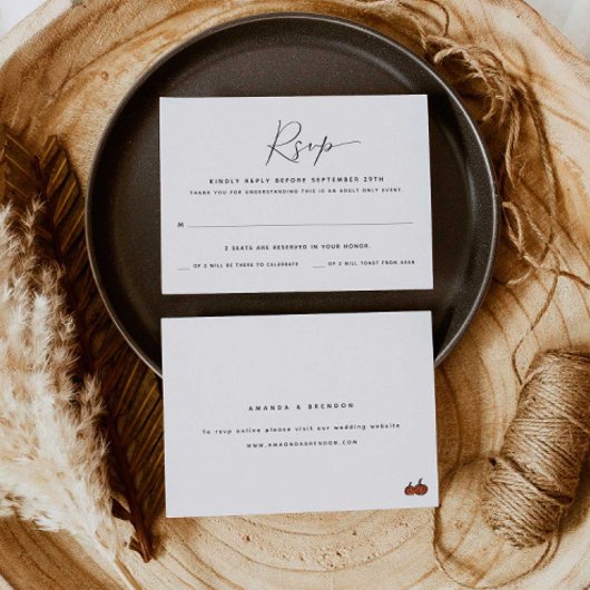 アダルトオンリーツーゲスト | PumpkinsウェディングRSVPカード 出欠カード