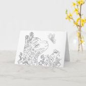 アダルトカラーリングアルパカバタフライ誕生日カード カード (黄色い花)