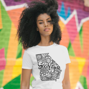 アダルトカラーリングジョージア線アートマンダラマップ トライブレンドTシャツ