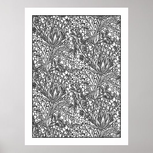 アダルトカラーリングポスターアールヌーボーアーティチョークダマスク ポスター (正面)