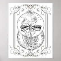 アダルトカラーリングポスター「ドラゴンフライが大好き」