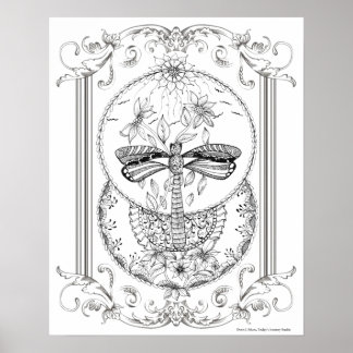 アダルトカラーリングポスター「ドラゴンフライが大好き」 ポスター