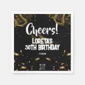 アダルトサプライズ誕生日ナプキンブラック スタンダードカクテルナプキン (正面)