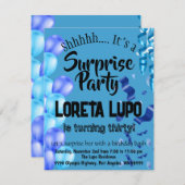 アダルトサプライズ誕生日招待状カードブルー 招待状 (正面/裏面)