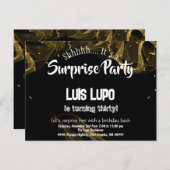 アダルトサプライズ誕生日招待状PostCardブラック インビテーションポストカード (正面/裏面)