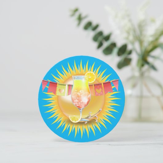 アダルトサマーカクテルサニーおもしろいプールパーティー 招待状 (スタンド正面)