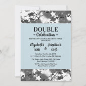 アダルトジョイントダブル誕生日ブルースカイシルバーの星 招待状 (正面)