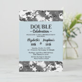 アダルトジョイントダブル誕生日ブルースカイシルバーの星 招待状 (スタンド正面)