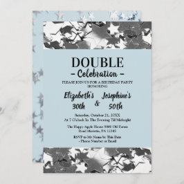 アダルトジョイントダブル誕生日ブルースカイシルバーの星 招待状