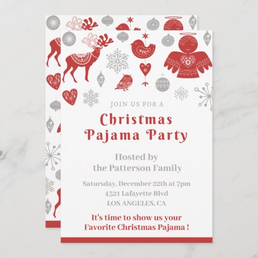 アダルトスランバーパーティの招待状ノルディック 招待状 (正面/裏面)