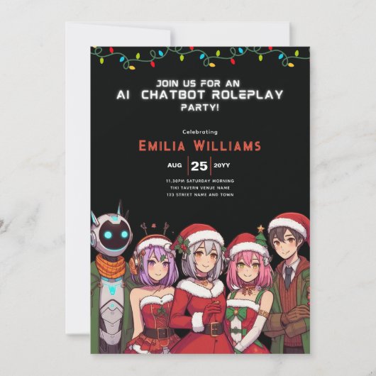 アダルトチャットボットのロールプレイパーティーアニメロボットクリスマス 招待状 (正面)