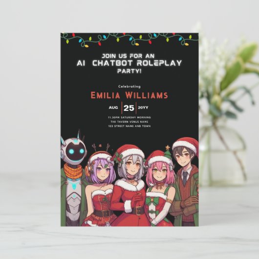 アダルトチャットボットのロールプレイパーティーアニメロボットクリスマス 招待状 (スタンド正面)