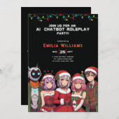 アダルトチャットボットのロールプレイパーティーアニメロボットクリスマス 招待状 (正面/裏面)