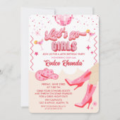 アダルトディスコ女性のカーボーイ誕生日パーティーの招待 招待状 (正面)