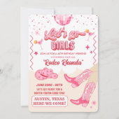 アダルトディスコ女性のカーボーイ誕生日週末 招待状 (正面)