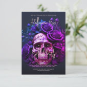 アダルトハロウィーンカクテルパーティーパープルブルースカル 招待状 (スタンド正面)