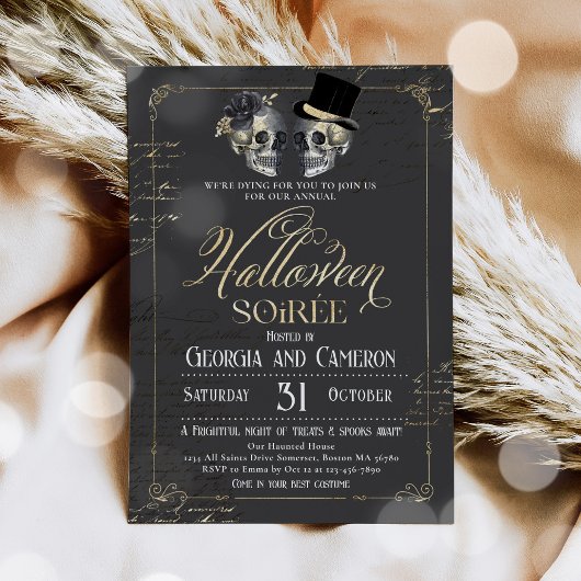 アダルトハロウィーンソイレヴィンテージゴシックスカル 招待状