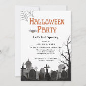 アダルトハロウィーンパーティーヴィンテージブラック墓地 招待状 (正面)