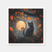 アダルトハロウィーンブラックキャット華美フルムーンパーティー スタンダードカクテルナプキン (正面)