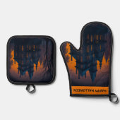 アダルトハロウィーンマンシ幽霊のよく出るョン 鍋つかみ&鍋敷きセット (正面)