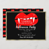 アダルトハロウィーンヴァンパイアパーティーレッドブラックと金ゴールド 招待状 (正面/裏面)