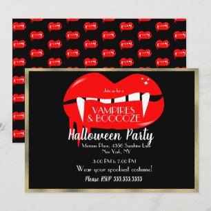 アダルトハロウィーンヴァンパイアパーティーレッドブラックと金ゴールド 招待状