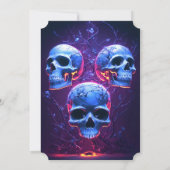 アダルトハロウィーン誕生日パーティネオンスカル モダン 招待状 (裏面)