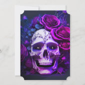 アダルトハロウィーン誕生日パーティースカルブルーパープル 招待状 (裏面)