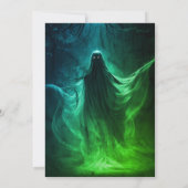 アダルトハロウィーン誕生日パーティー幽霊グリーン 招待状 (裏面)