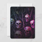 アダルトハロウィーン誕生日パーティー金ゴールドパープルスカル 招待状 (裏面)