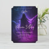 アダルトハロウィーン誕生日幽霊ブルーパープルピンク 招待状 (スタンド正面)