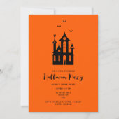 アダルトハローウィンパーティ幽霊のよく出るハウスブラックオレンジ 招待状 (正面)