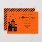 アダルトハローウィンパーティ幽霊のよく出るハウスブラックオレンジ 招待状 (正面/裏面)