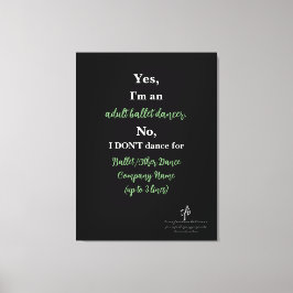 アダルトバレエダンサー聖人/ホワイト文字Lg. キャンバスプリント