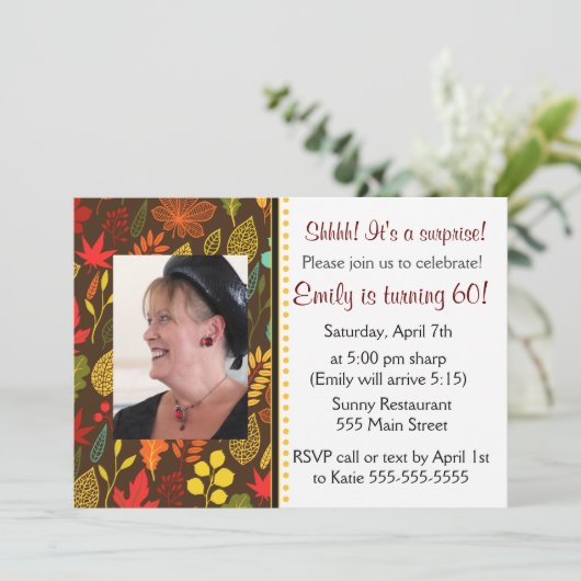 アダルトバースデーパーティーフォト招待状紅葉 招待状 (スタンド正面)