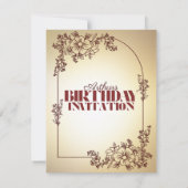 アダルトバースデーパーティー招待金ゴールドマルーンテーマ ノートカード (裏面)