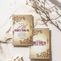 アダルトバースデーパーティー招待金ゴールドマルーンテーマ