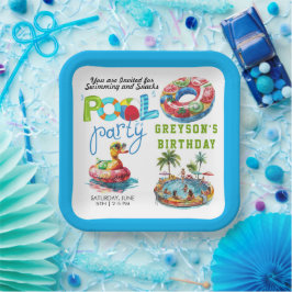 アダルトプールパーティーサマービーチ誕生日 ペーパープレート