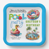 アダルトプールパーティーサマービーチ誕生日 ペーパープレート (正面)