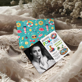 アダルトプールパーティーサマービーチ誕生日 招待状