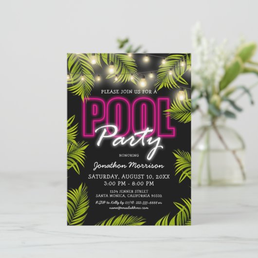 アダルトプールパーティーサマービーチ誕生日 招待状 (スタンド正面)