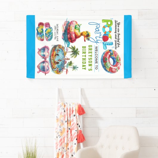 アダルトプールパーティーサマービーチ誕生日 横断幕 (インサイチュ)