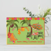 アダルトプールパーティーBBQカクテル招待状 招待状 (スタンド正面)