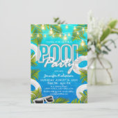 アダルトホワイトプールパーティーサマー誕生日招待状 招待状 (スタンド正面)