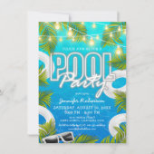 アダルトホワイトプールパーティーサマー誕生日招待状 招待状 (正面)