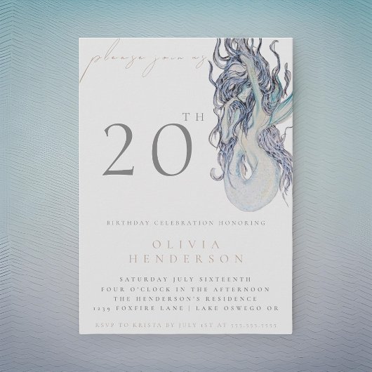 アダルトマーメイド任意の誕生日パーティーの招待