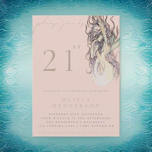 アダルトマーメイド任意の誕生日パーティーの招待